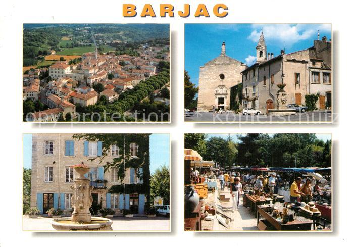 Barjac Gard Eglise Fontaine Marché vue aérienne