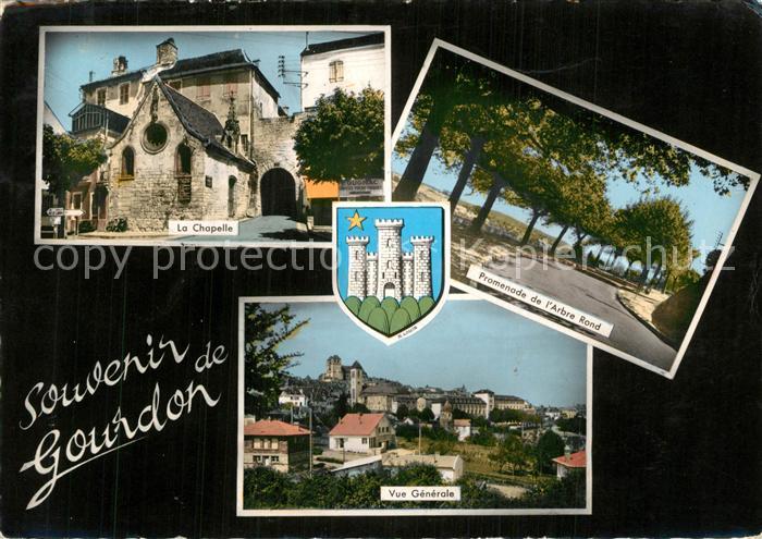 Gourdon Lot Chapelle Promenade de l'Arbre Rond vue Generale