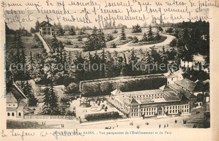 Bourbonne-les-Bains Vue perspective de l'Etablissement et du parc