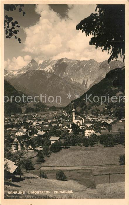 Schruns Vorarlberg Gesamtansicht mit Alpenpanorama Montafon