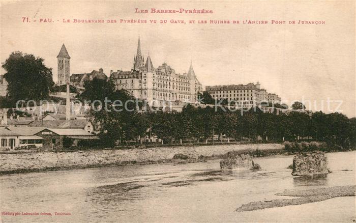 Pau 64 Boulevard des Pyrénées vu du Gave Ruine