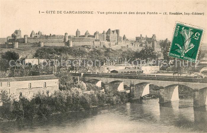 Carcassonne Vue Generale de la Cité et les deux ponts