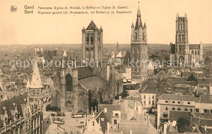 Gand Belgien Panorama Eglise Saint Nicolas Beffroi Eglise Saint Bavon