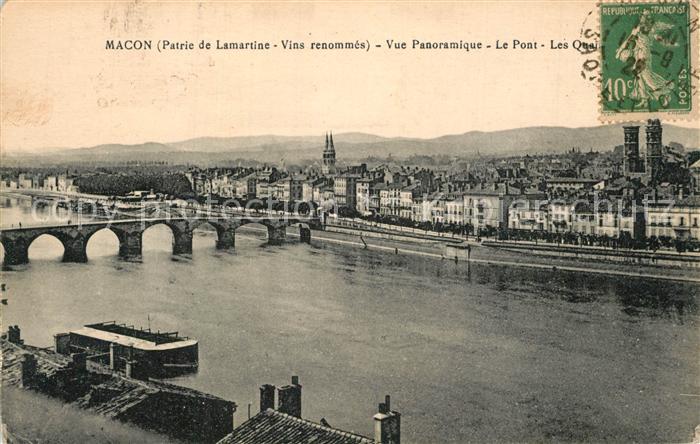Macon 71 Vue panoramique le pont et les quai