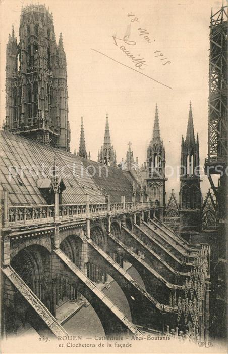 Rouen Cathedrale Arcs Boutants Clochetons de la facade