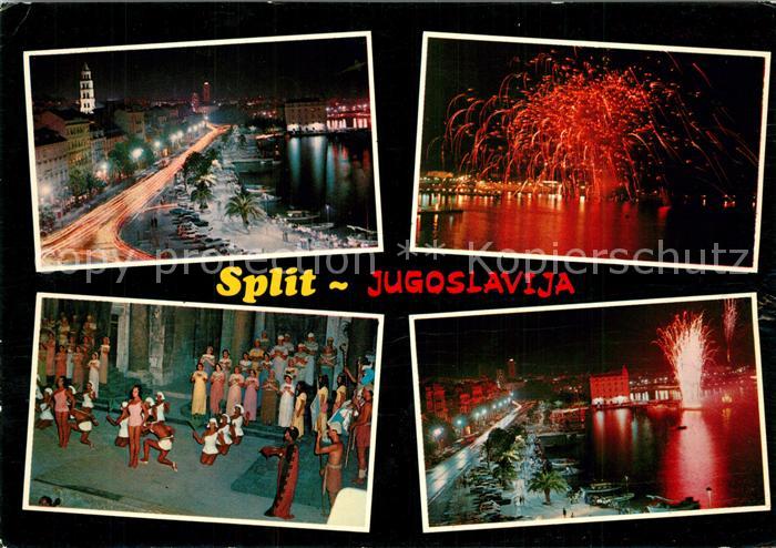 Split Spalato Nachtaufnahmen Feuerwerk Fest Theater