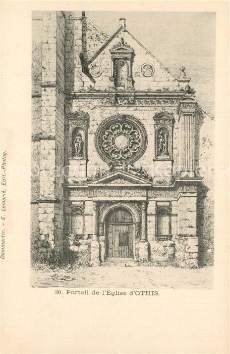 Othis Portail de l'Eglise Dessin Kuenstlerkarte