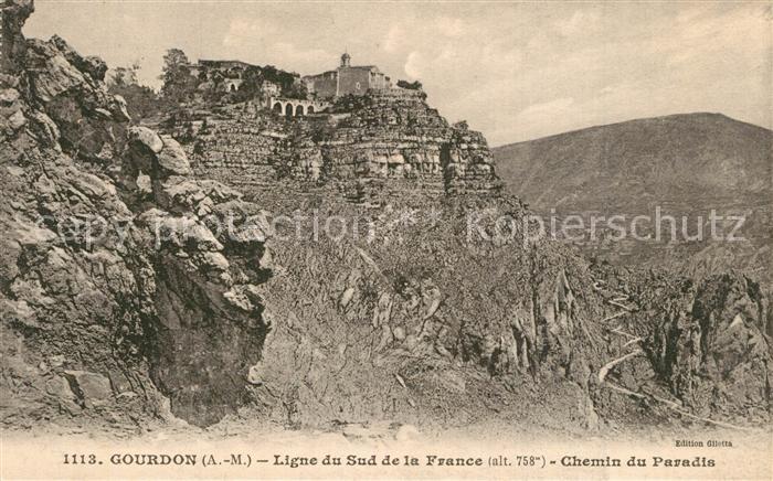 Gourdon Alpes-Maritimes Ligne du Sud de la France Chemin du Paradis