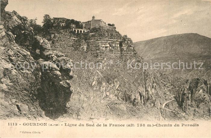 Gourdon Alpes-Maritimes Ligne du Sud de la France Chemin du Paradis