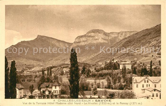 Challes-les-Eaux Vue de la Terrasse Hotel Moderne cote Nord Le Vivollet et le Pe