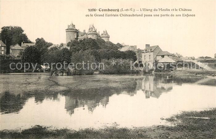 Combourg Etang du Moulin et le Chateau ou le Grand Ecrivain Chateaubriand passa