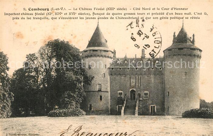 Combourg Le Chateau Feodal Cote Nord et la Cour d Honneur