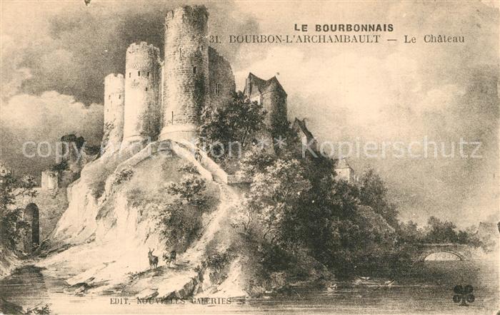 Bourbon-l Archambault Chateau Dessin Kuenstlerkarte