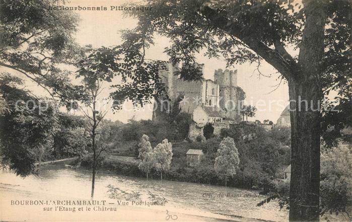 Bourbon-l Archambault Vue poétique sur l'étang et le Chateau