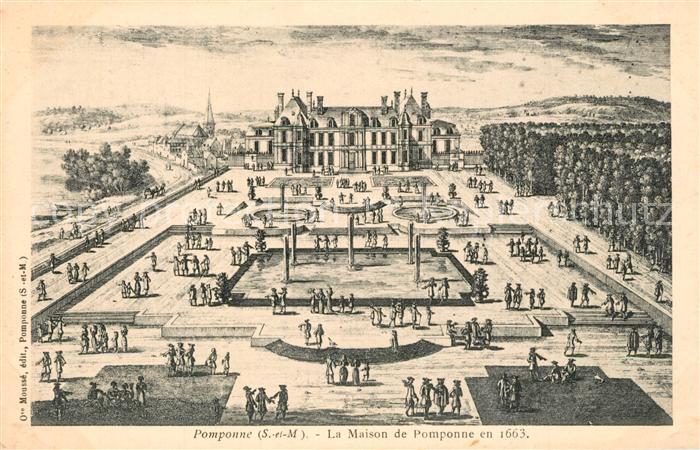 Pomponne La Maison de Pomponne en 1663 Illustration Kuenstlerkarte