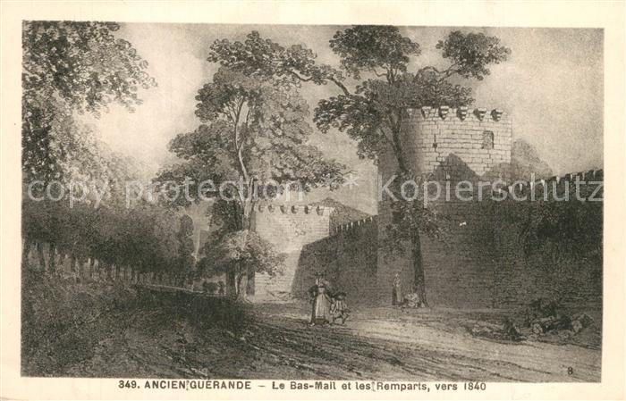 Guerande Le Bas Mail et les remparts vers 1840 D