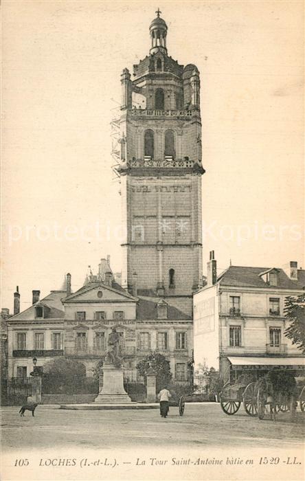 Loches Indre et Loire Tour Saint Antoine Statue Monument