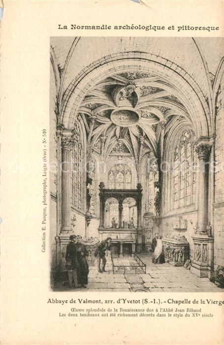 Valmont Seine-Maritime Abbaye Chapelle de la Vierge Dessin Kün