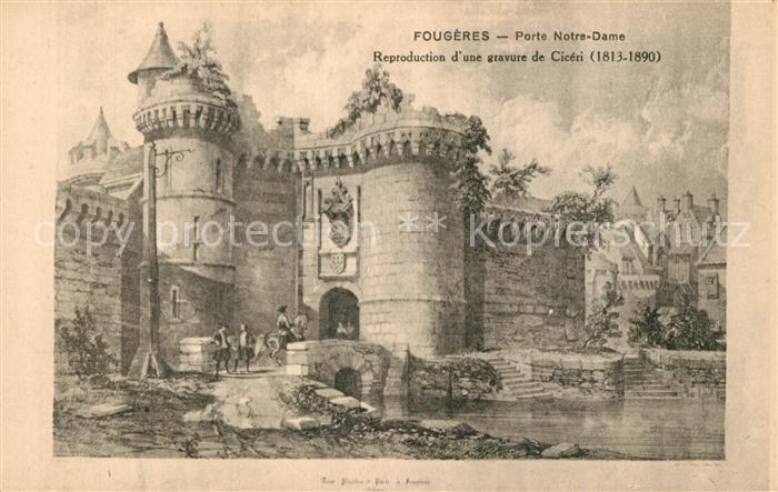 Fougeres Porte Notre Dame Gravure de Cicéri Küns