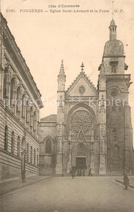 Fougeres Eglise Saint Leonard et la Poste
