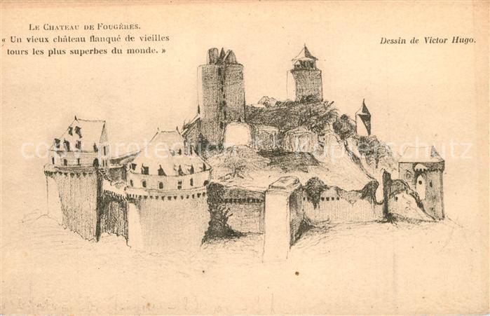 Fougeres Chateau Dessin de Victor Hugo Kuenstlerkarte