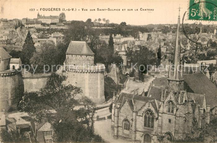 Fougeres Vue sur Eglise Saint Sulpice et le Chat