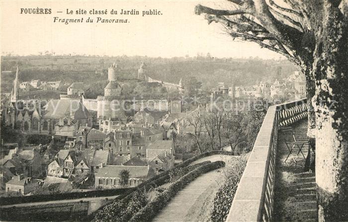 Fougeres Jardin public vue sur la ville et Chateau Collection du Syndicat d init