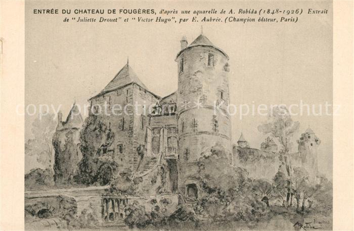 Fougeres Entrée du Chateau Aquarelle de A. Robida Kuenstlerkarte