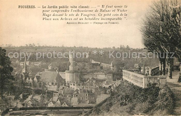 Fougeres Jardin public vue sur la ville Chateau Collection du Syndicat d initiat