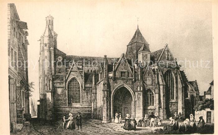Guerande Eglise Dessin Kuenstlerkarte