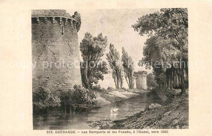 Guerande Les Remparts et les Fossés vers 1840 De