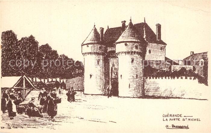 Guerande La Porte Saint Michel Dessin Kuenstlerkarte