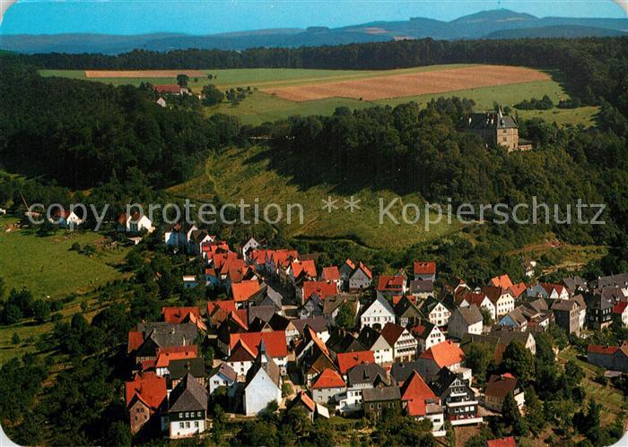 Schwalenberg Fliegeraufnahme mit Stadt und Burg