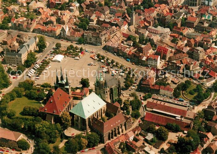 Erfurt Domplatz mit Mariendom und Pfarrkirche St Severi Fliegeraufnahme