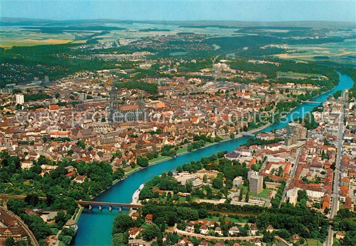 Ulm Donau Fliegeraufnahme mit Donau