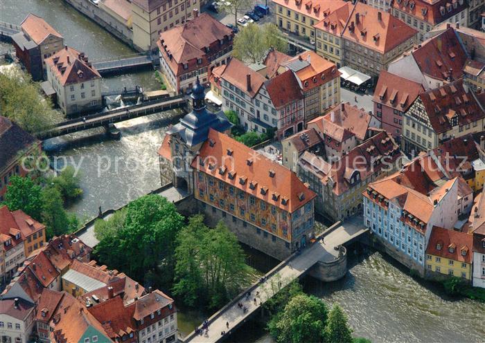 Bamberg Fliegeraufnahme Weltkulturerbe mit altem Rathaus