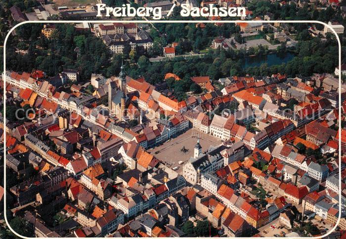 Freiberg Sachsen Fliegeraufnahme Centrum mit Obermarkt