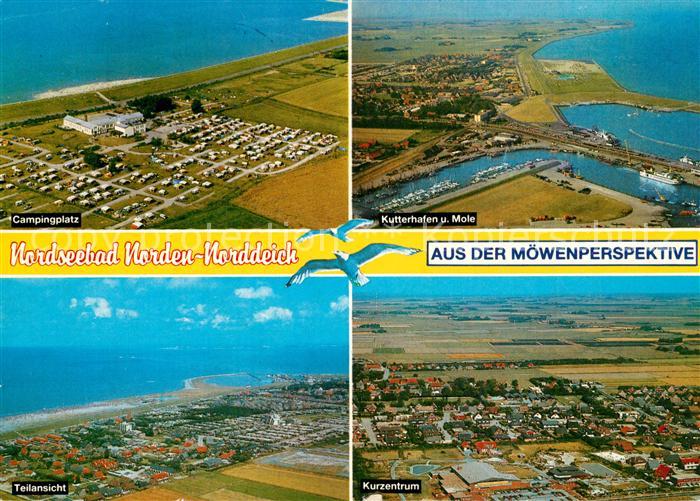 Norden Norddeich Ostfriesland Fliegeraufnahme Campingplatz Kutterhafen Mole Kurz