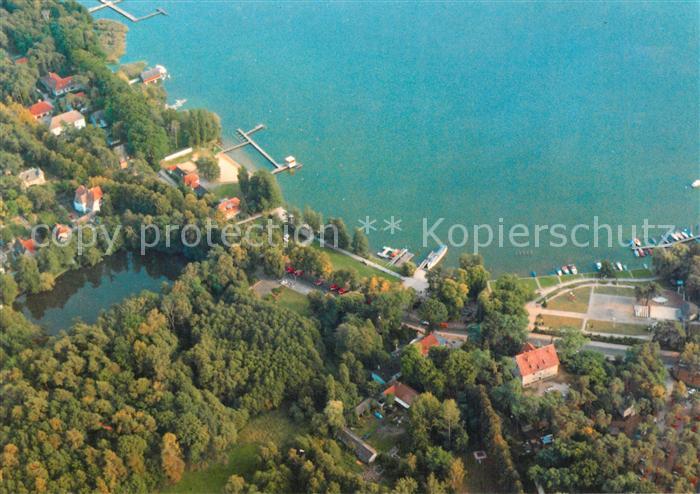 Bad Saarow am Scharmuetzelsee mit Seepromenade und Restaurant Pechhuette Flieger