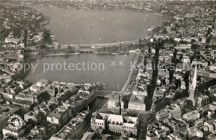 Hamburg Binnen und Aussenalster Fliegeraufnahme