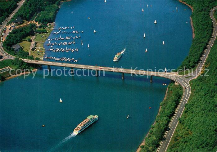 Olpe Biggesee Personenschiffahrt Cafeteria am Hafen Fliegeraufnahme