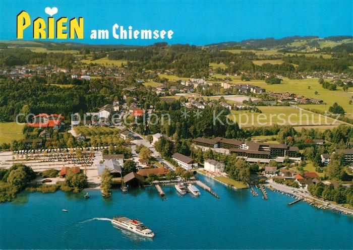 Prien Chiemsee Dampferhafen Schiffsanlegestelle Fliegeraufnahme