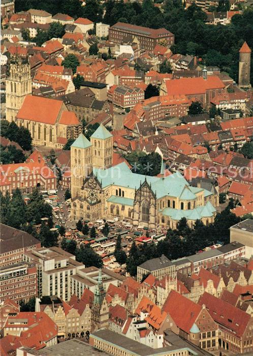 Muenster Westfalen St Paulus Dom ueberwasserkirche und Buddenturm Fliegeraufnahm