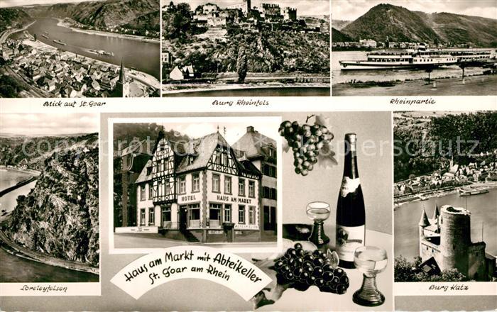 St Goar Hotel Haus am Markt Abteikeller Loreleyfelsen Burg Rheinfels Burg Katz