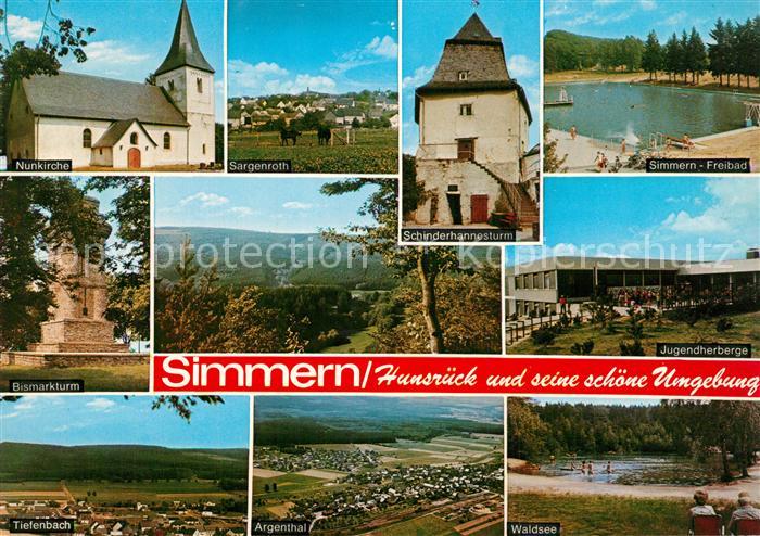 Simmern Hunsrueck Nunkirche Sargenroth Schinderhannesturm Freibad Bismarckturm