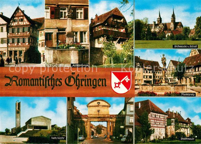 oehringen Hohenlohe Altstadtbrunnen Marktplatz Stiftskirche Schloss Stadtmauer