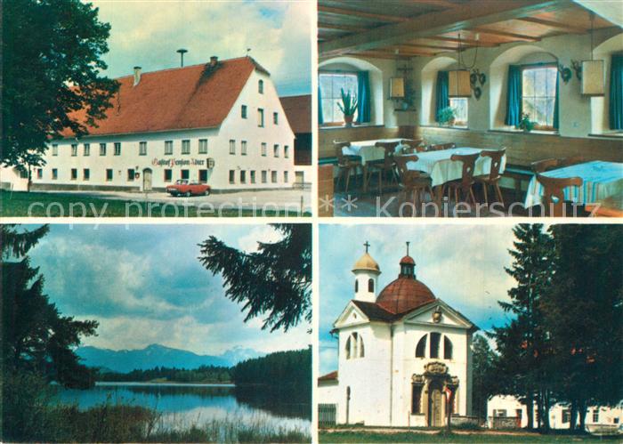 Lechbruck See Gasthof Pension Adler Gastraum Seepartie Kirche