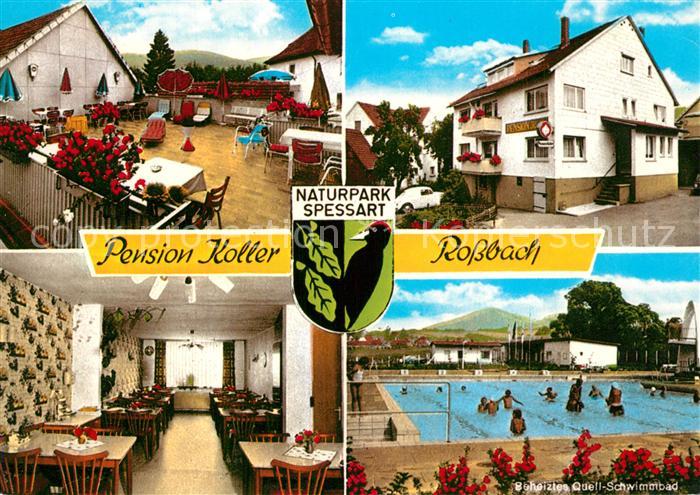 Rossbach Gelnhausen Pension Koller Terrasse Gaststube Schwimmbad
