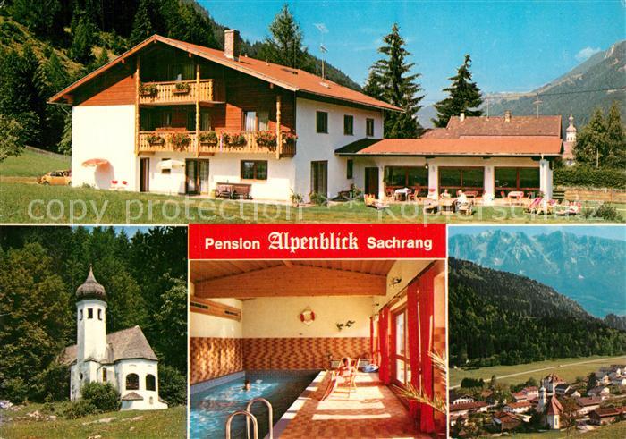Sachrang Chiemgau Pension Alpenblick Hallenbad Kirche Panorama