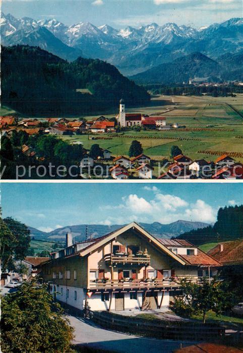 Altstaedten Allgaeu Fremdenheim Gehring Gesamtansicht mit Alpenpanorama